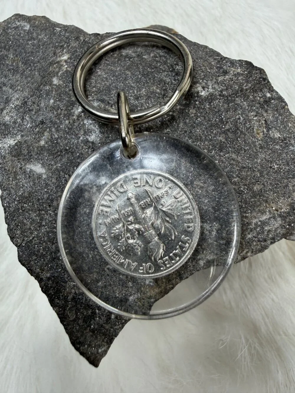 Vintage 1987 Dime Keychain 2.25
